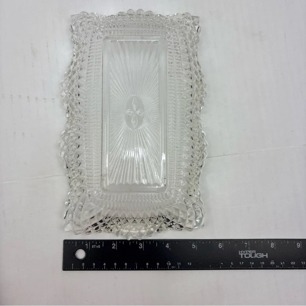 Vintage Federal Glass 9” Serving Dish Traditions Diamond Point Wave Rectangle